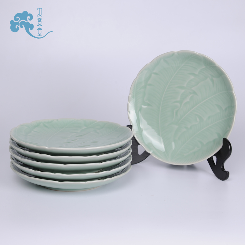 Ore your up celadon tableware suit Chinese contracted ceramic bowl dish home hotel Chinese style wedding gift