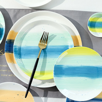 Ceramic tableware rice bowl soup plate dish household steak Western plate creative Net red breakfast disc dish deep plate