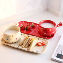 Breakfast combination tableware dishes set creative handle bowl soup bowl Bowl chopsticks bowl chopsticks Bowl table household personality one person food single