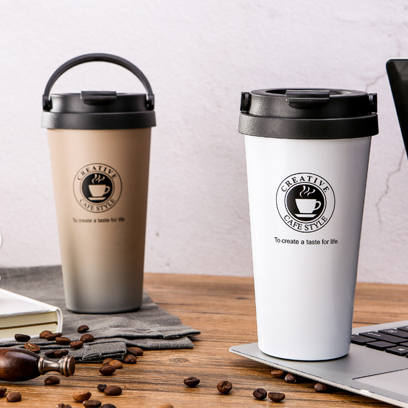simple heat preservation coffee cup men's and women's office with cover portable mug stainless steel mug