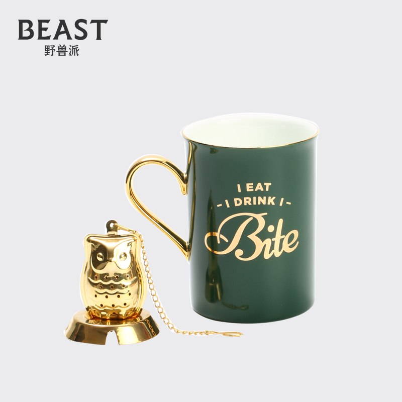 the beast/ beast pie bone china mug nordic ins large capacity coffee cup with tea leaking creative water cup