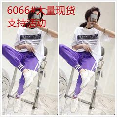 时尚休闲运动套装韩版新款学生宽松显瘦高腰抽绳小脚裤两件套女