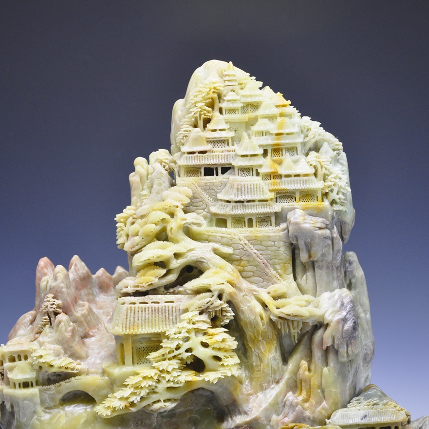 82斤山水大摆件《人间仙境》青田石雕 大气 收藏送礼