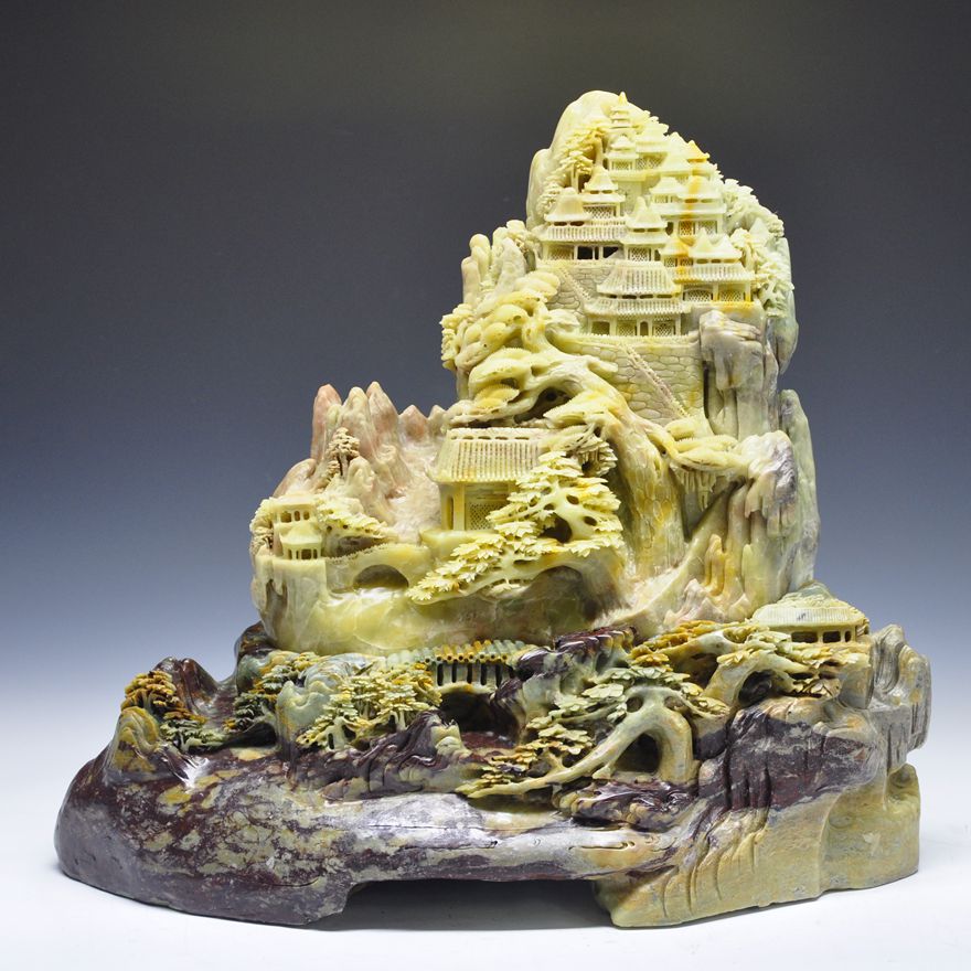 82斤山水大摆件《人间仙境》青田石雕 大气 收藏送礼