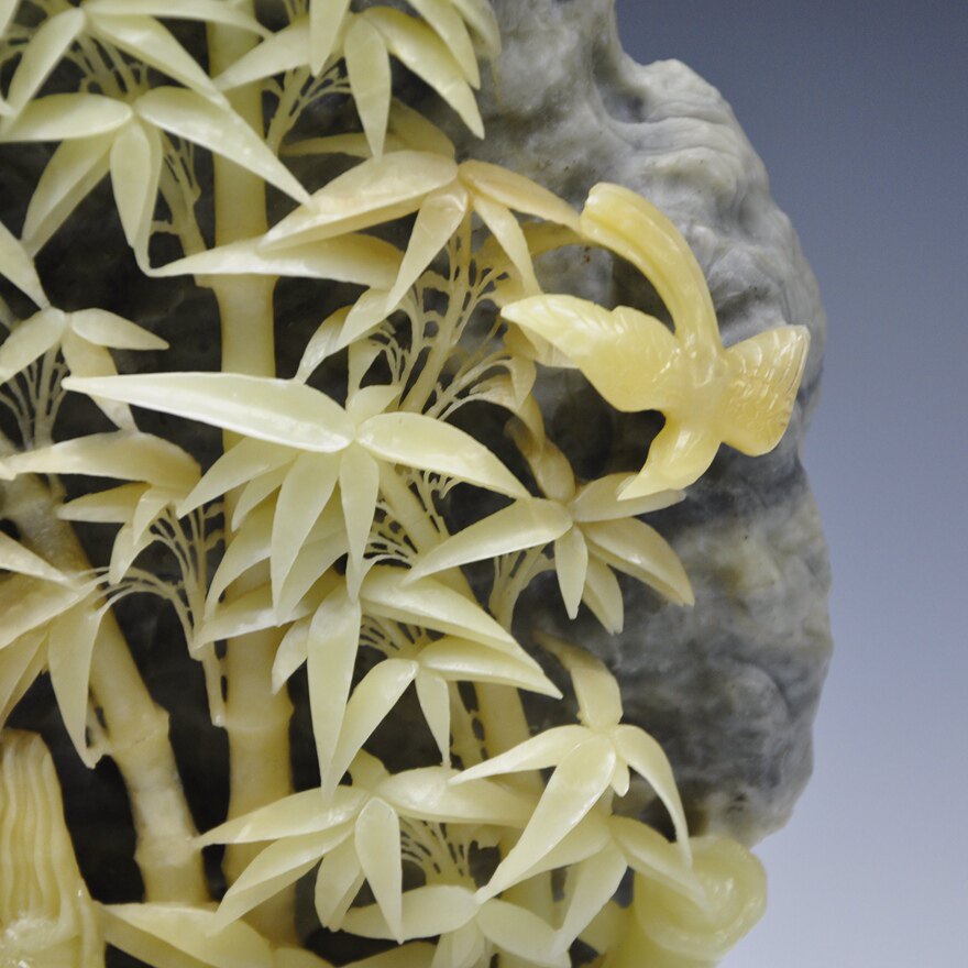 青田石雕摆件《毛竹》雕工精湛 收藏送礼