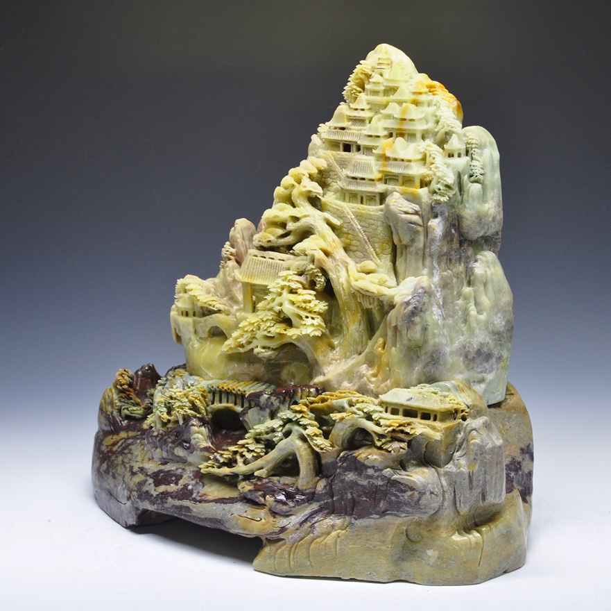 82斤山水大摆件《人间仙境》青田石雕 大气 收藏送礼