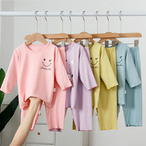 Child Sleepwear Summer Thin girl Modale Home Home Wear 70% sleeves Baby Air conditioning Ice Silk Soft And Breathable