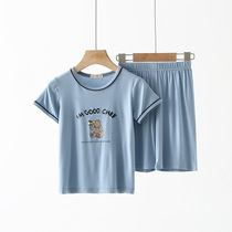 Child Sleepwear Summer Thin Boy Short Sleeve Shorts Girls Home Juts Soft air conditioning Ice Silk Modale