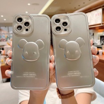 Kowu 3D Stereoviolent Bear Head Plated Apple 13 Phone Shell iphone11promax Tide Card 13PRO Lovers 12pro lens protects XS MAX silicone cover