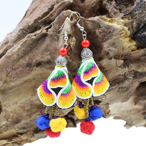 Ethnic style fabric earrings original embroidery earrings retro Yunnan jewelry Chinese style short embroidered multi-color female ears