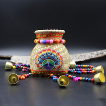 Ethnic style bamboo woven fish basket decoration Handmade small basket flower basket Children photography decoration dance props supplies