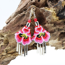 Yunnan ethnic style fabric earrings accessories fashion womens embroidered drop earrings vintage jewelry short embroidered earrings