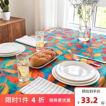 Waterproof oil-proof dining table fabric Nordic simple cotton and linen thickened rectangular household coffee table table flag mat Net red anti-hot