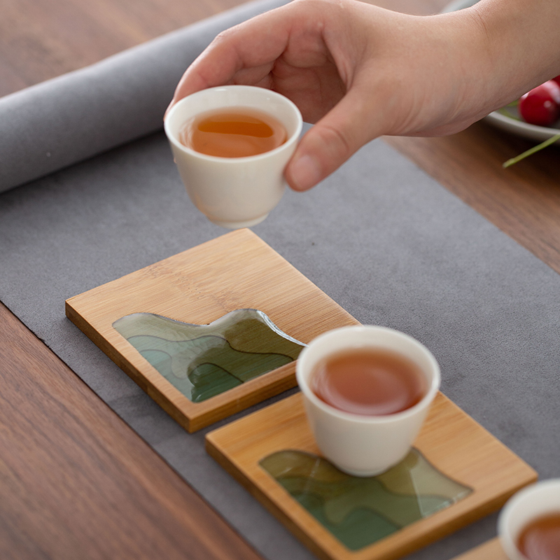 In building cup mat tea sets accessories tea cup mat bamboo household saucer bamboo kung fu tea cup pad