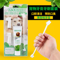 Spanish pet toothpaste toothbrush set green tea flavor oral cleaning anti-stone anti-halitosis care