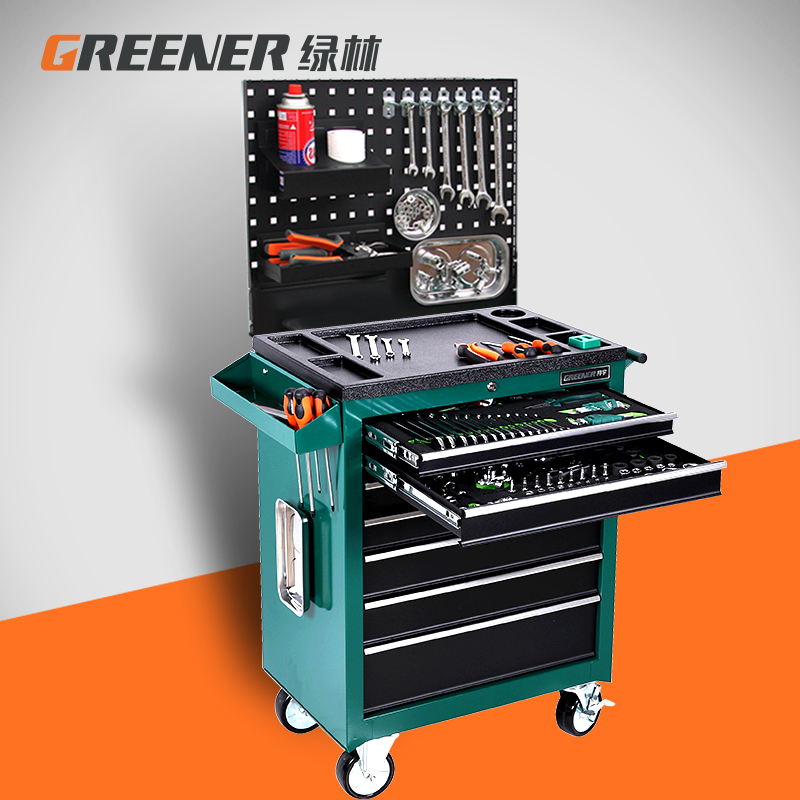 Green forest auto repair tool cart 5 drawer hardware toolbox multi-function maintenance tool cart car room tool cabinet