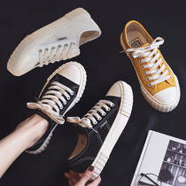 Spring 2021 new canvas shoes female students Korean version of Joker ulzzang cloth shoes small black shoes