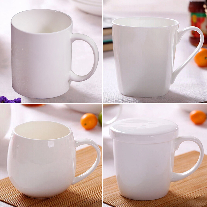 Jingdezhen porcelain contracted ipads ceramic keller cup cup pure white mugs custom LOGO milk coffee cup