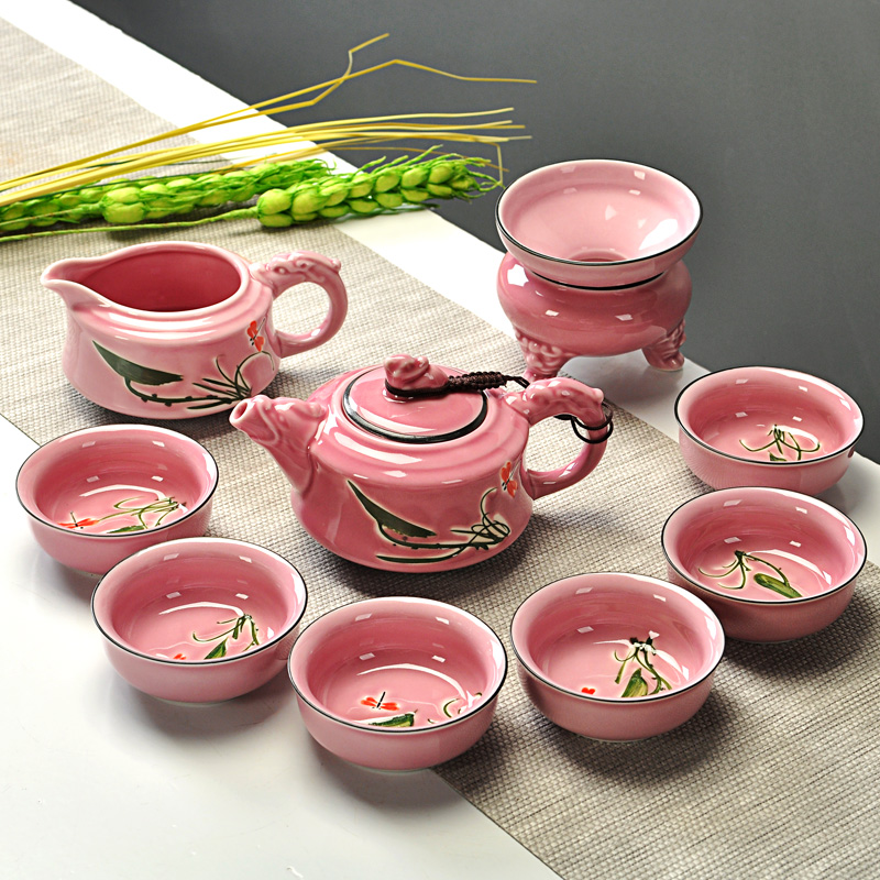 Hui make manual hand - made lotus kung fu tea cups of a complete set of sample tea cup lid ceramic bowls