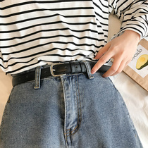 Black belt Lady casual versatile simple Korean retro ins style jeans with belt Net red same model