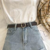 No need to punch womens belt black net red with Joker simple ins style decorative jeans belt thin