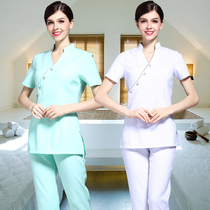 Beauty salon beautician work clothes summer short sleeve foot foot bath technician spa health care shop masseur work clothes