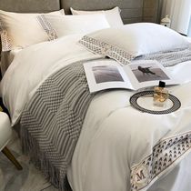 Minimalist 100s long suede cotton bed with four sets of full cotton pure cotton High feeling Nordic wind all season universal sheet quilt cover