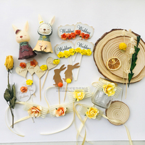 Wedding dessert table Sen Orange Wedding dessert table cake decoration plug-in romantic bright orange