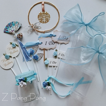 Wedding dessert table Romantic ice blue sea blue cake plug-in card blue wedding dessert table layout