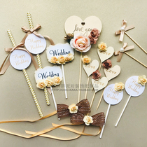 Champagne wedding dessert table decoration Wedding birthday party cake plug-in card plug-in accessories Pudding bottle stickers