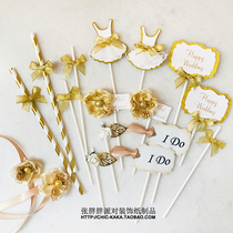 Gold champagne color series Wedding dessert table cake decoration card