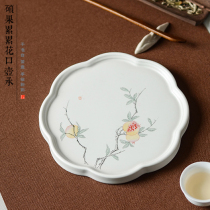 Jingdezhen tea set accessories ceramic pot tea tray hand-painted pastel flower dry mouth bubble tray tea tray Cup cushion all handmade