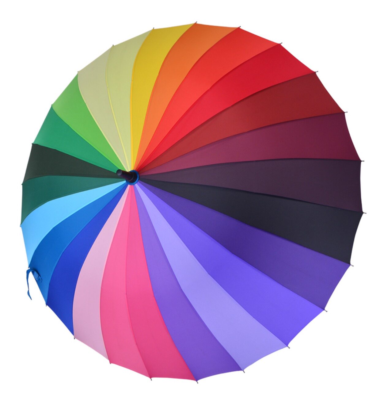 24骨超直杆彩虹伞长柄大双人三人自动打开16色碰击布晴雨彩色雨伞