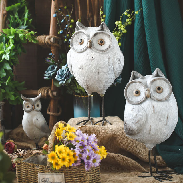 Retro owl resin ornaments creative gardening home cabinet window decoration courtyard furnishings Retro owl resin ornaments creative gardening home cabinet window decoration courtyard furnishings