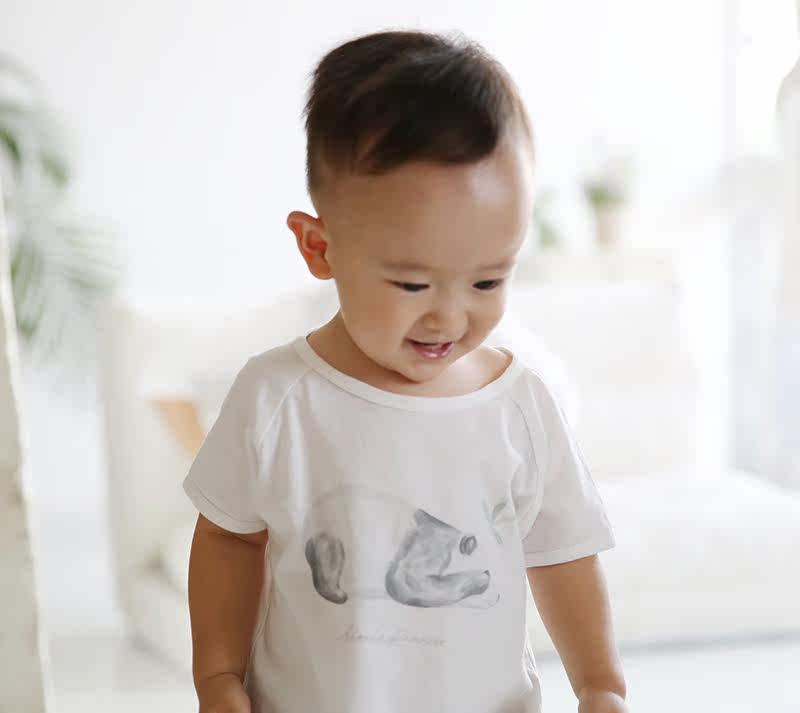 [现货] 原创 littlepeanut 小清新熊猫印花全棉短袖t恤 三款 亲子