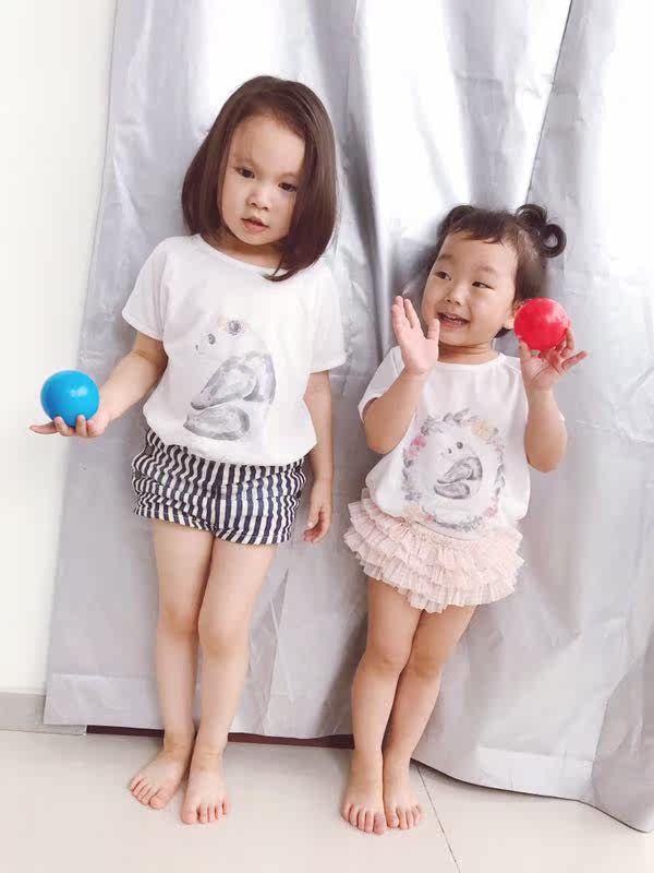 [现货] 原创 littlepeanut 小清新熊猫印花全棉短袖t恤 三款 亲子