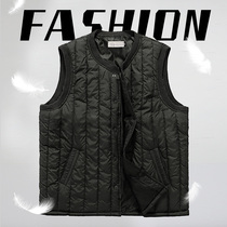 New middle aged mens autumn winter horse clip down cotton vest casual close-fitting warm liner daddy dress