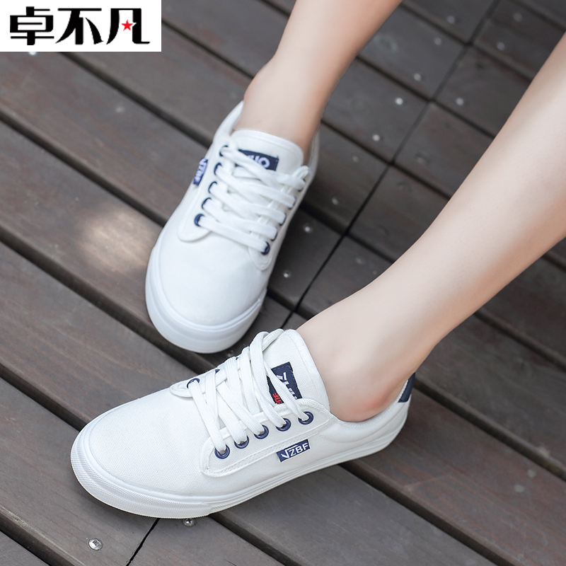 卓不凡帆布鞋女生韩版小白鞋学生低帮休闲板鞋夏季学院风平底布鞋产品展示图3