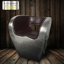 Space Retro Aluminum Leather Chair Genuine Leather Pure Handmade Custom Rivet Aluminum Leather Albert Chair Nostalgia Furniture Casual Chair