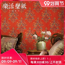 American 3D three-dimensional non-woven European wallpaper luxury hot stamping high-end bedroom living room background wallpaper home red
