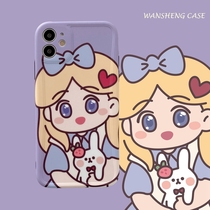 Play win hug rabbit beautiful girl 12 11pro Max mini Apple 13 X XS XR SE phone case iPhone7p female 8plus silicone