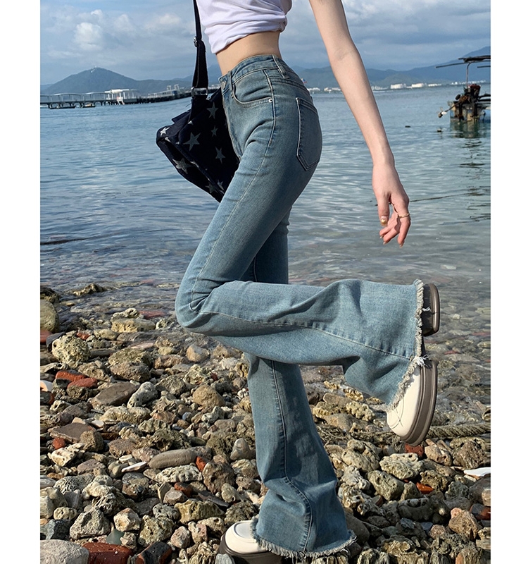 微喇高腰牛仔裤女显瘦神裤穿搭新宠