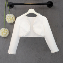Girls small shawl 2018 new short princess long sleeve cardigan childrens wedding dress jacket 3-15 years old