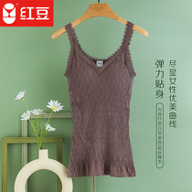 Red bean high elastic inner set bottom vest jacquard beauty vest sexy lace vest womens belt chest pad ladies vest