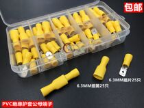 Male and female docking terminals 6 3MM inserted spring inserts PVC insulating male to insert terminals 250 wire joints