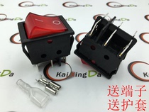 Taiwan Manupoly HONGJU Import boat type switch 6 foot 2 gear red with lamp silver contact rocker power switch