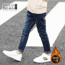 Boy plus velvet jeans 2019 new medium-size childrens pants childrens Korean version of trousers Korean version of small feet pants tide