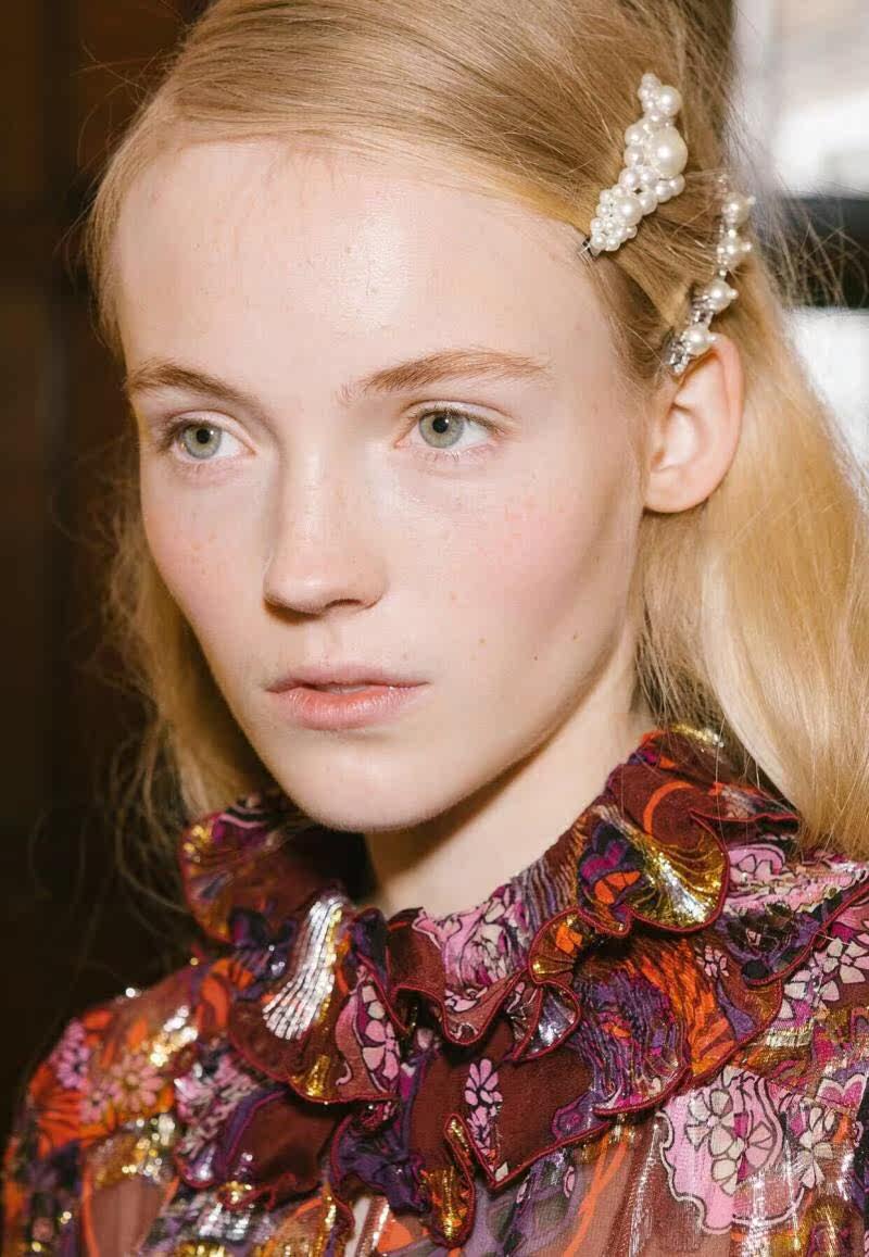 网红dnqueen同款发夹 欧美手工串珠珍珠花朵边夹走秀款发夹发饰女