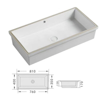 Ceramic enlarged square flat bottom basin 800cm long 400cm wide kitchen cabinet whole frame sculpture plastic handle