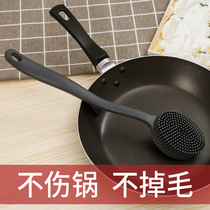 Dad household washing pot brush silicone kitchen brush long handle cleaning brush high temperature dishwasher brush hook design